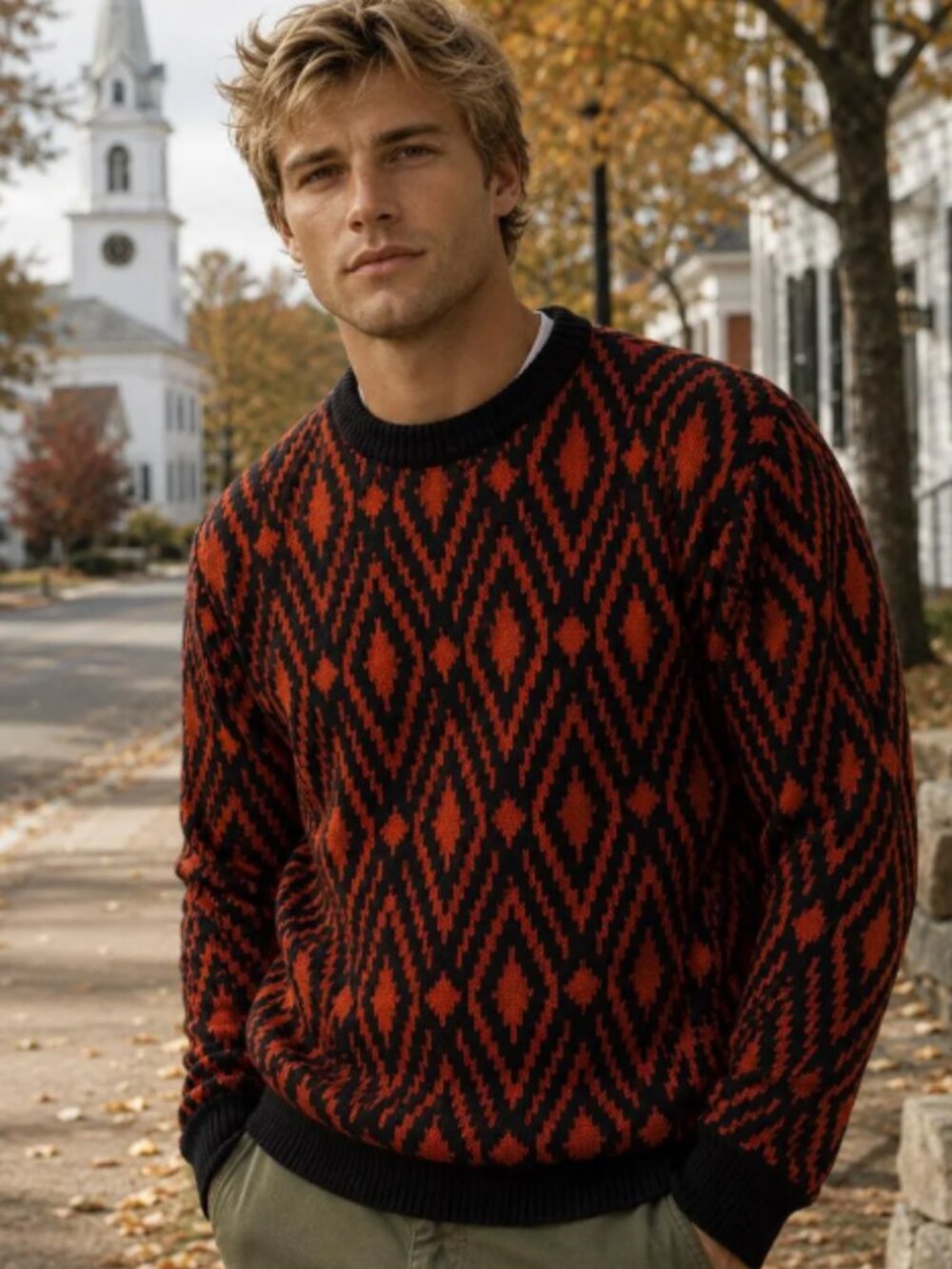 100% Shetland Wool Italian-Made Vintage Men’s Medium Sweater by Benetton. Circa